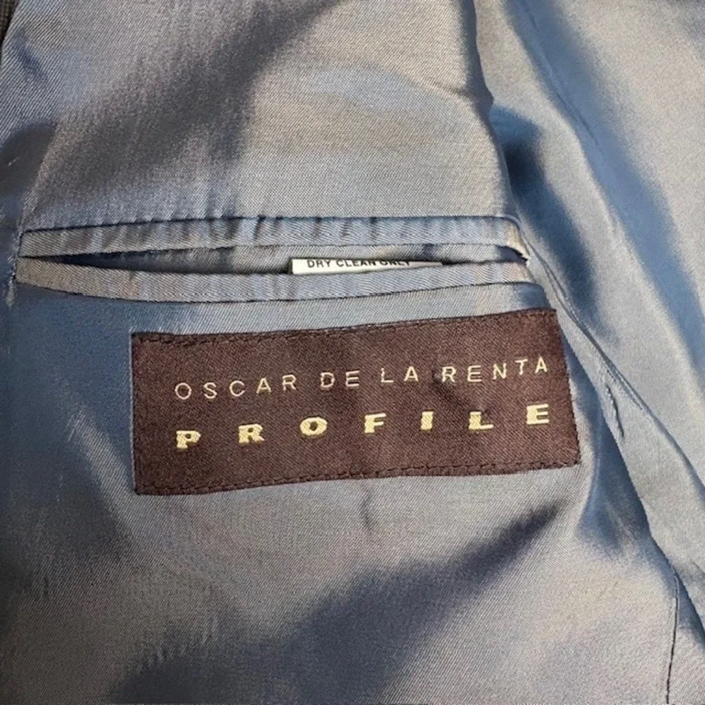 Oscar de‎ la Renta Profile Men's Charcoal brown Wool Silk Suit Jacket Blazer 42L